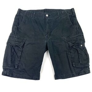 Levis Cargo Shorts Men 38 Black Pockets Flat Front 100% Cotton